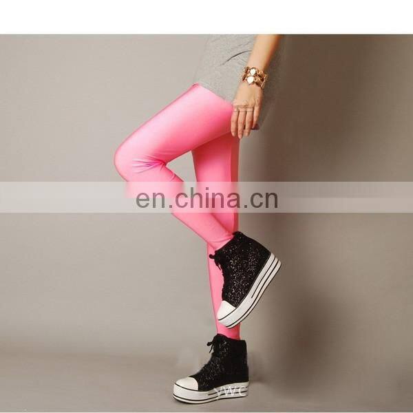 Multi Colors Pure Color Fluorescent Leggings For Ladies Trendy Leggings
