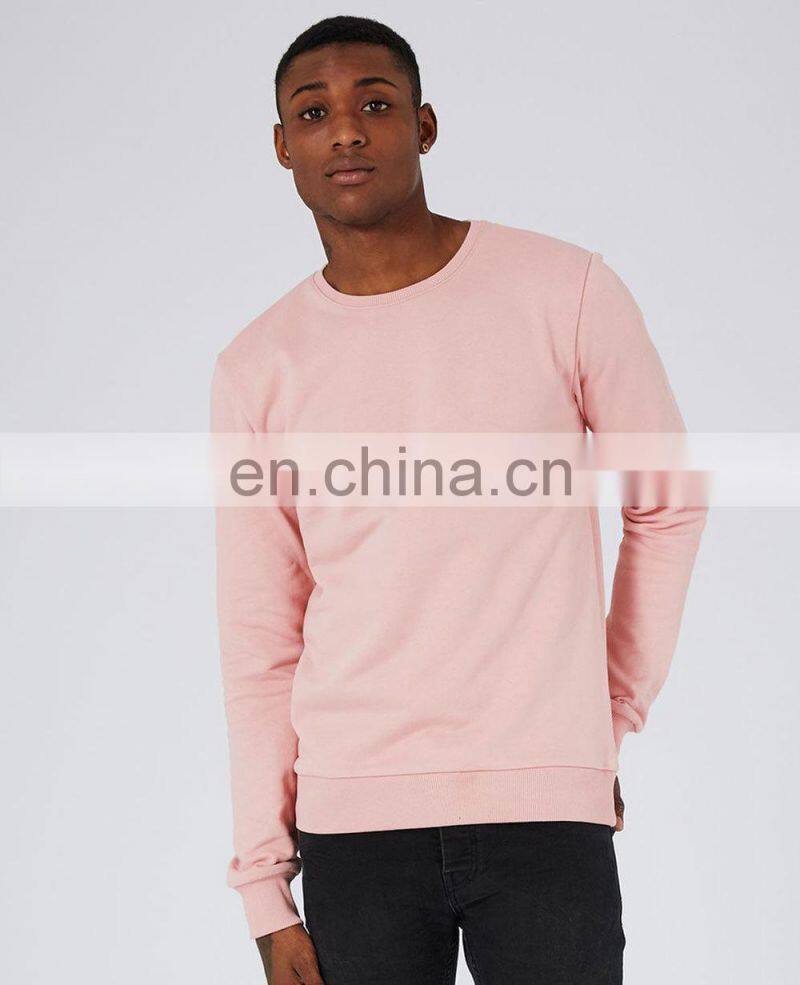 100% cotton plain pullover mens sweatshirts without hoods