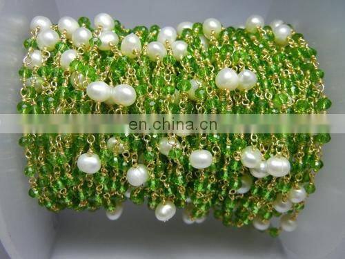 Syn Turquoise Wire Wrapped Gemstone Beaded Chain