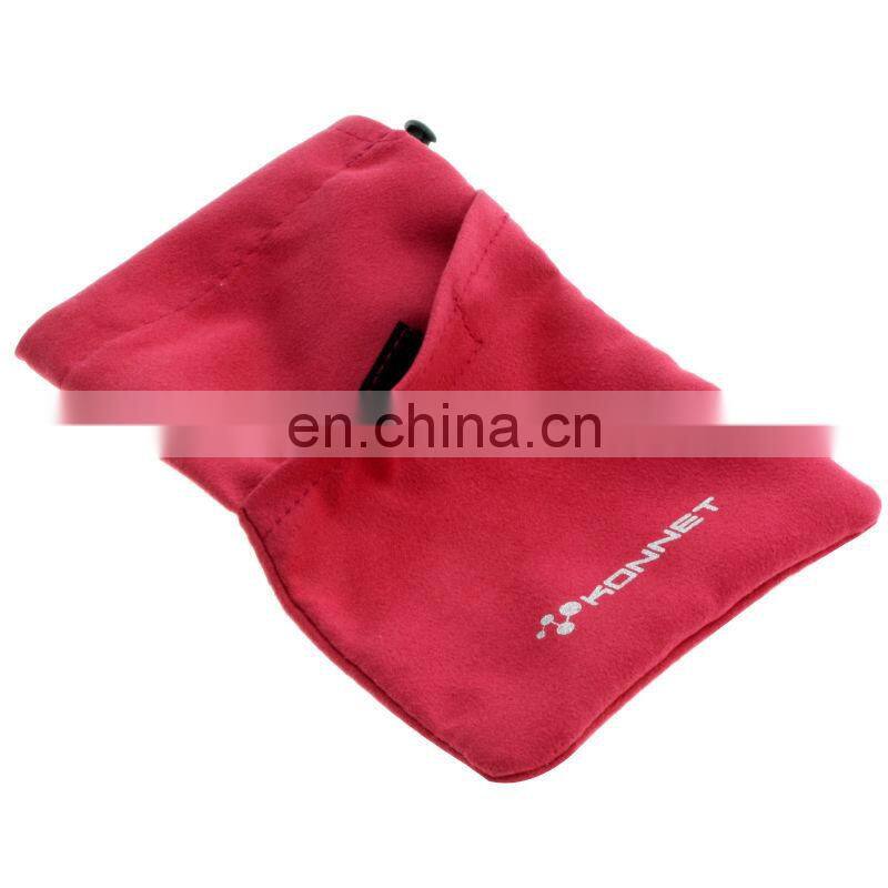 plastic clip single drawstring smartphone microfiber pouch