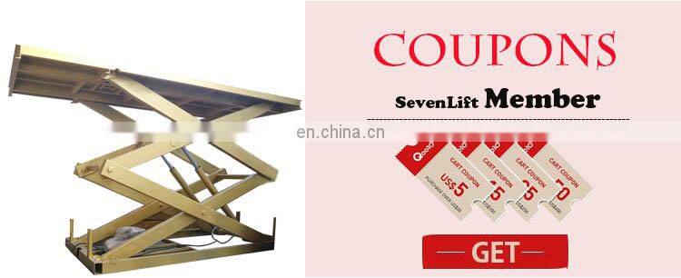 7LSJG Shandong SevenLift cheap 2ton warehouse industrial pneumatic hydraulic sissor cargo lift systems