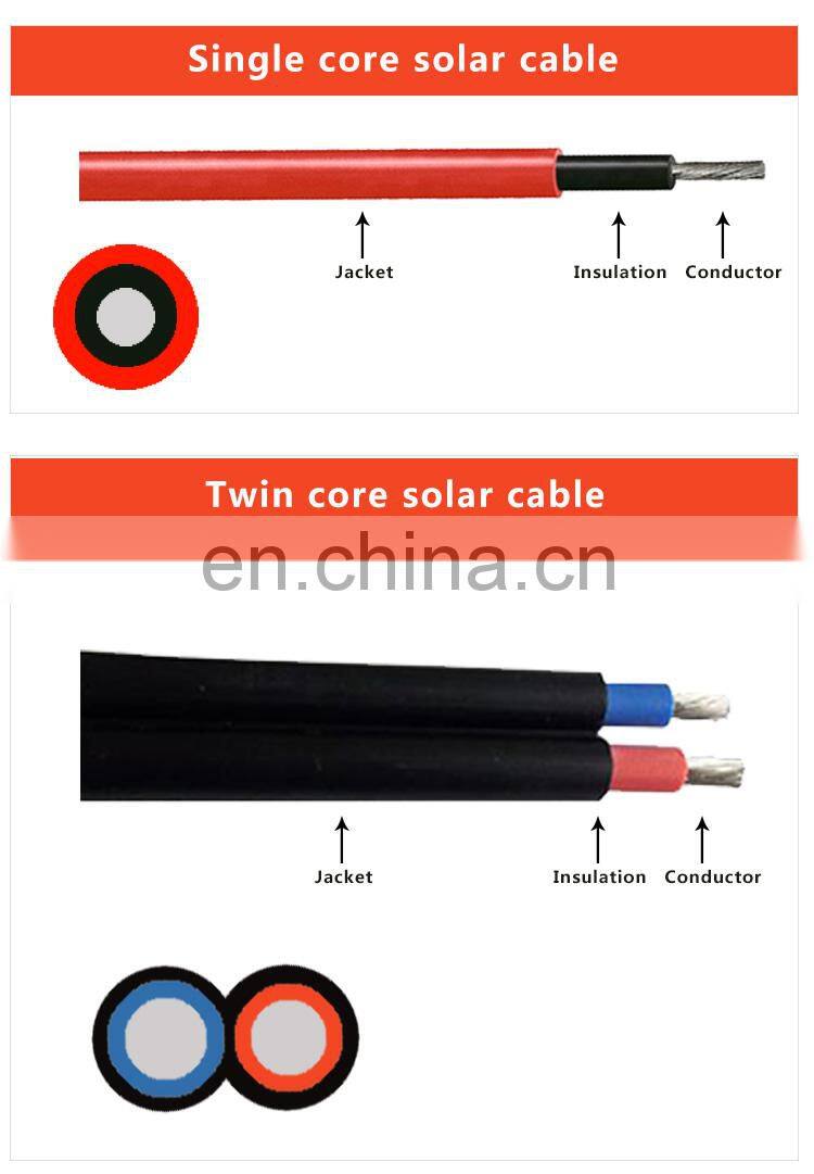 low smoke PVC material 6mm2 solar cable