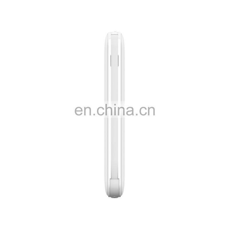 New special dual-port Mini 5000mAh portable power bank with built-in charging cable