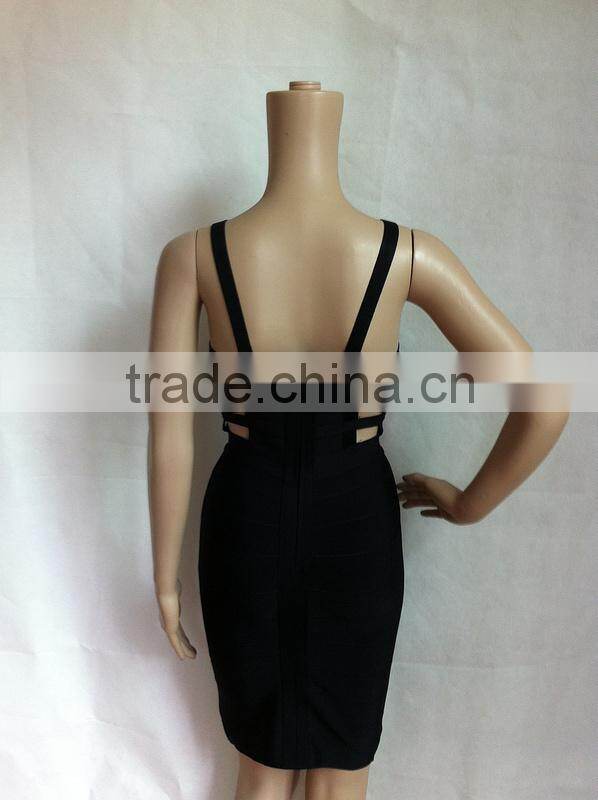 Summer dress Wholesale high quality sey and elegant fashion Ladies cutout strap black white red blue evening party bandage dress