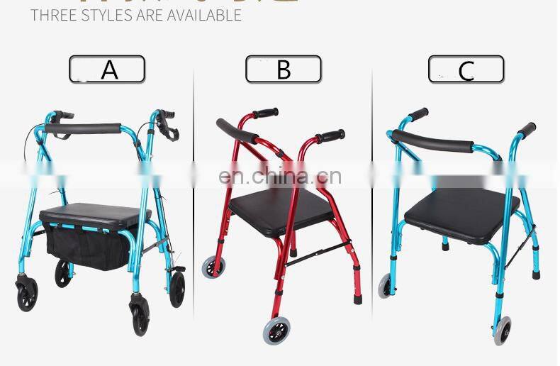 Hot sells rollator walker with wheels and seat for Disable and erderly people made in China