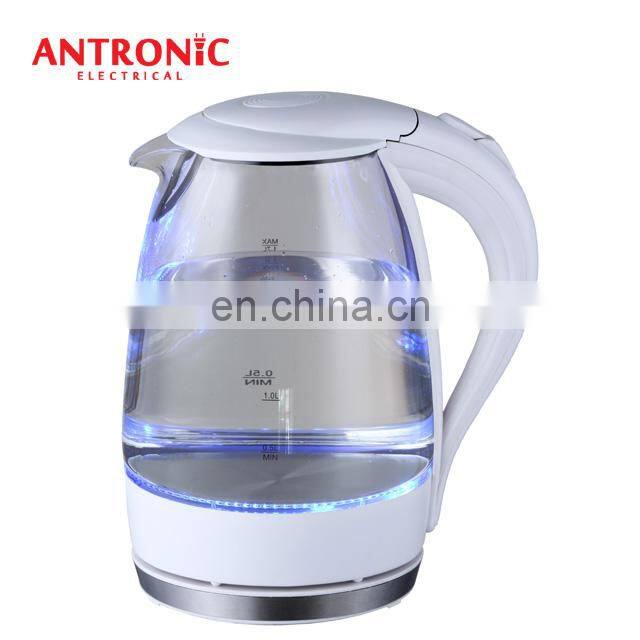 Antronic Water Kettle Electric Glass 1.7L 2200W Household Appliance Stainless Steel+plastic Free Spare Parts 2200 ATC-WK-1748 EU