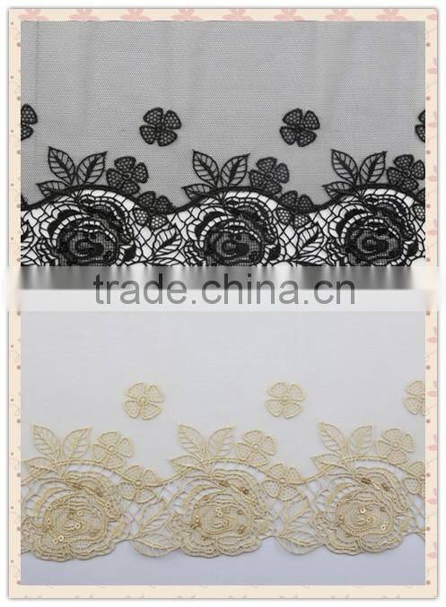 Black color embroidery lace trimming for vest