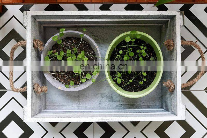 Decorative Storage Wooden Crates (Set of 3, Rope Handles) | Perfect for Gardening Wedding Wooden Storage Box Wooden Crate