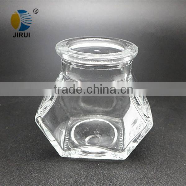 mini hexagon transparent glass food jar with cork