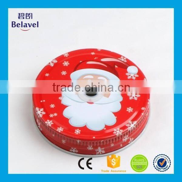 Promotional Christmas design screw tin cap custom metal mason jar lid