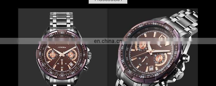 SINOBI Men Luxury Watch S9696G Multifunctional Stainless Steel Night Light Function Date Display Men's Watches Jam Tangan Pria