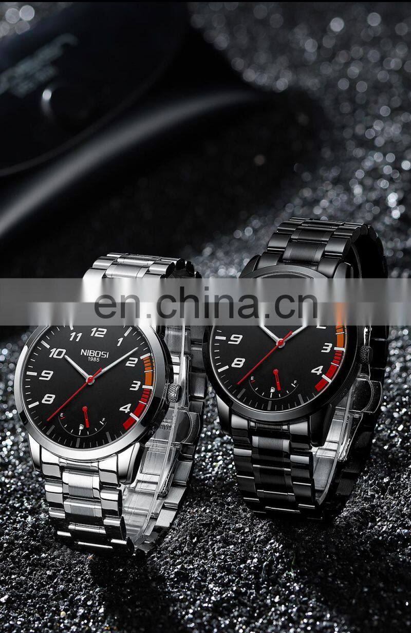 NIBOSI Fashion Luxury Men Watches Top Brand Luxury Stainless Quartz Wristwatch Sport Waterproof Chronograph Male Clock 2528