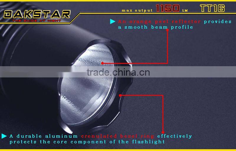 DAKSTAR TT16 LED 1150LM XML T6 18650 Superbright Police Rechargeable Emergency Aluminum Tactical Torch