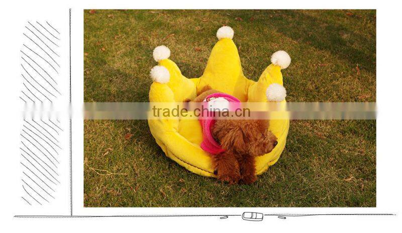 2015 hot sale Custom yellow plush Halloween pumpkin pet bed for dog and cat