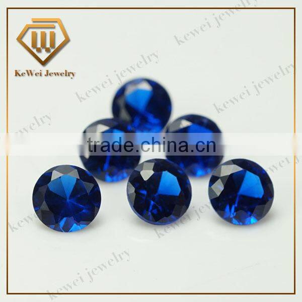 Low price loose gemstone round shape 113# blue synthetic spinel for jewelry