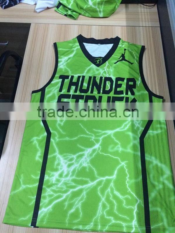 2015 full sublimation basketball uniform wholesale custom reversible basketball jersey