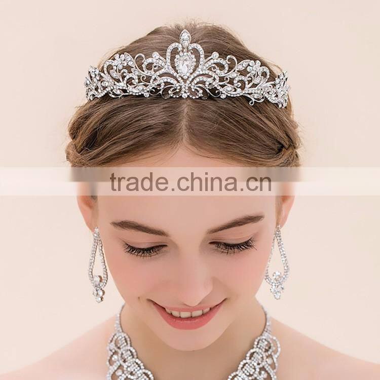 Upscale luxury full diamond tiara crown of the bride wedding headband, Baroque pop hair accessories hair clip