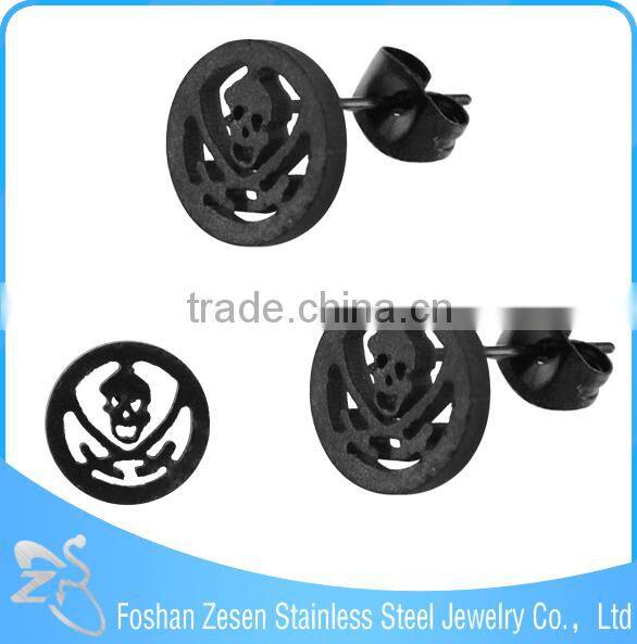 ZS20383 black cute teenager stud earring custom charm skull earrings for men