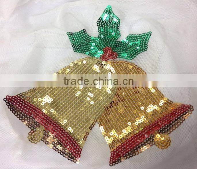 Emboridery Christmas Bells Shape Sequin Applique For Women -- S1411