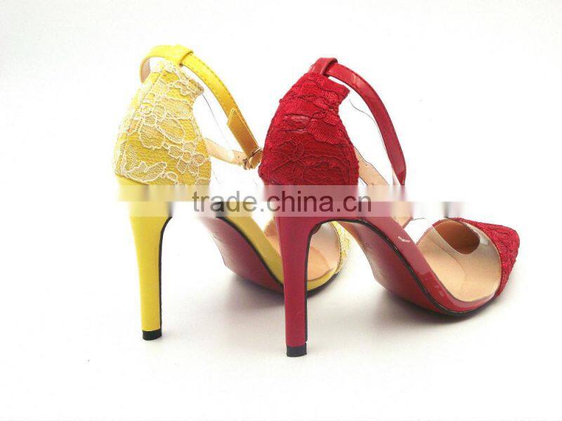 women heels pointed toe fancy lace high heels Buckle Strap elegant shoes