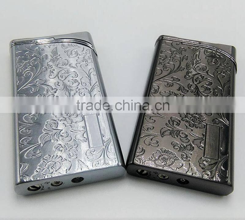Silver metal lighters laser cigarette case thin lighter