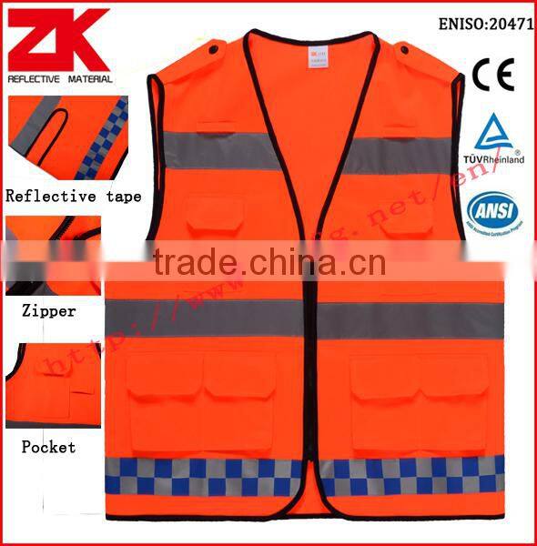 100% polyester high visibility reflective running vest with EN20471 and ANSI/ISEA