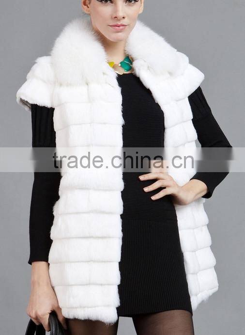 rex14057 new style fashion women rabbit fur vest white
