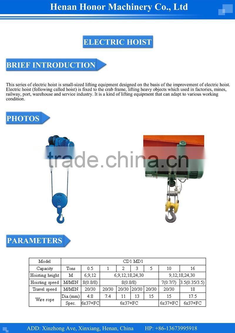 Factory Manufacturing Portable Wire Rope Electric Hoist