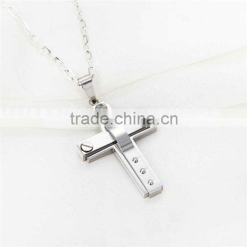 DAIHE stainless steel christian cross gemstone pendant