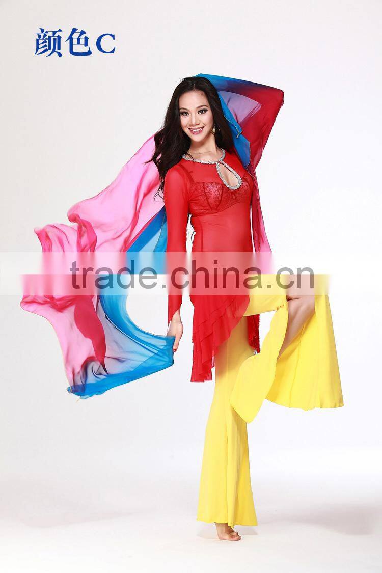 Elegant real silk belly dance veil in gradation colors for ladies wear in practice or performance (SJ003)