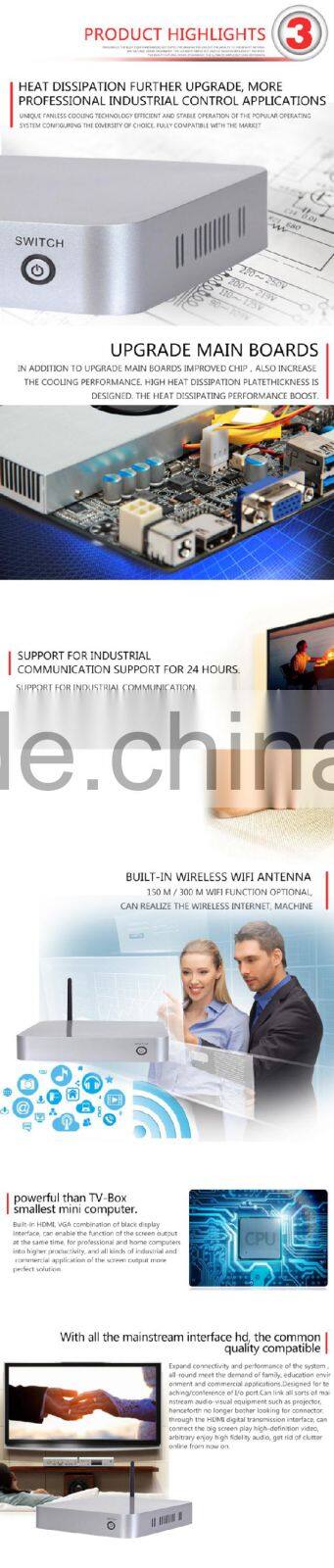 Fanless Small System X26-J1900 Celeron Quad Core Mini PC Win 7 Vensmile W10 i5 5257u 4G RAM 128G SSD With VGA