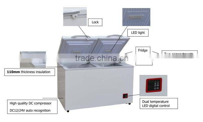 DC12V 24V solar powered deep freezer commercial solar freezer refrigerator fridge solar refrigerator fridge freezer