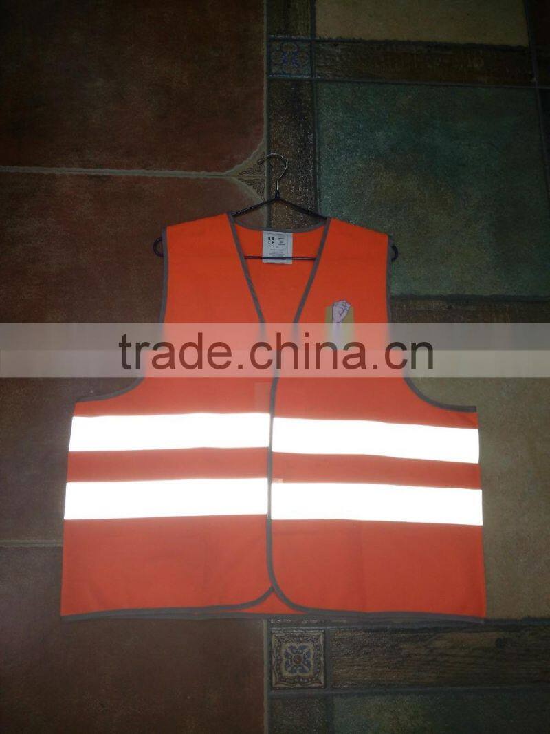 Custom orange color reflective jacket printed vest for advertising