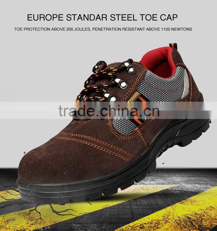 Factory high quality genuine leather rubber sole safety shoes