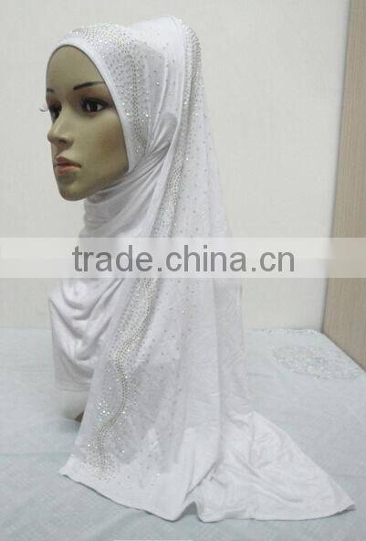 JL054 latest cotton jersey scarf with rhinestones,muslim hijab scarf