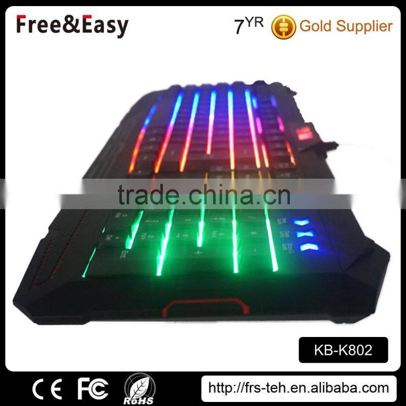 Wholesale seven color backlit gaming wired keyboard for desktop/ laptop