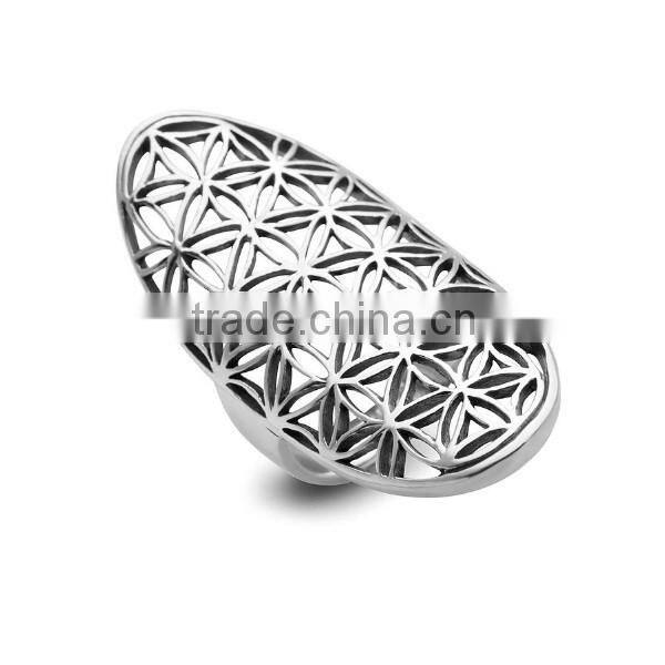 Nickel Free 925 Sterling Silver Open Flower of Life Ring