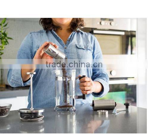 customized stainless steel manual ceramic burr mill coffee grinder with logo