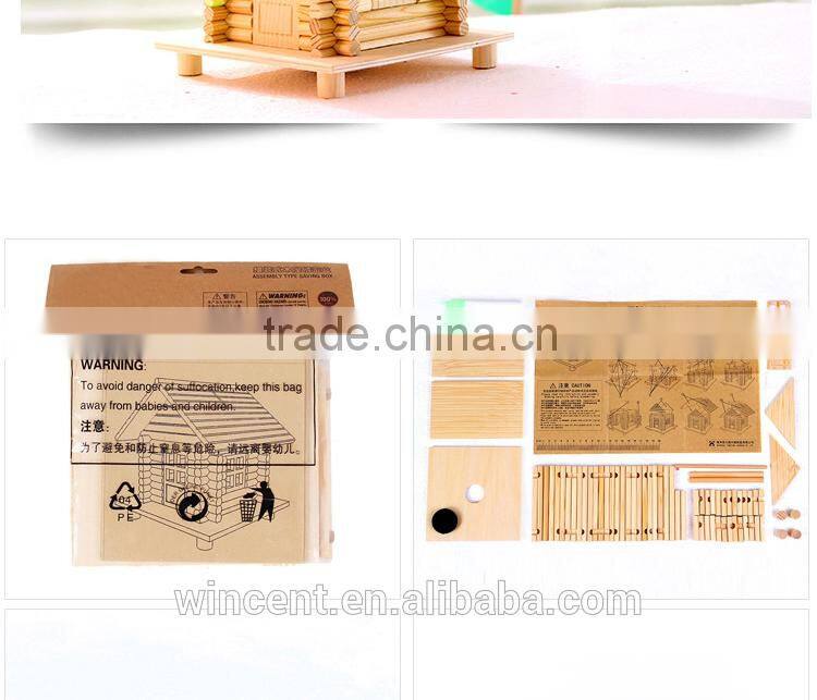 Kid's DIY Wooden Puzzle Piggy Bank House