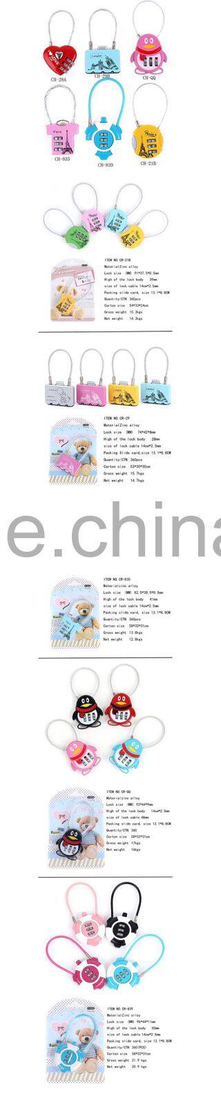 FACTORY SALE!! popular style wire combination padlocks with more colors