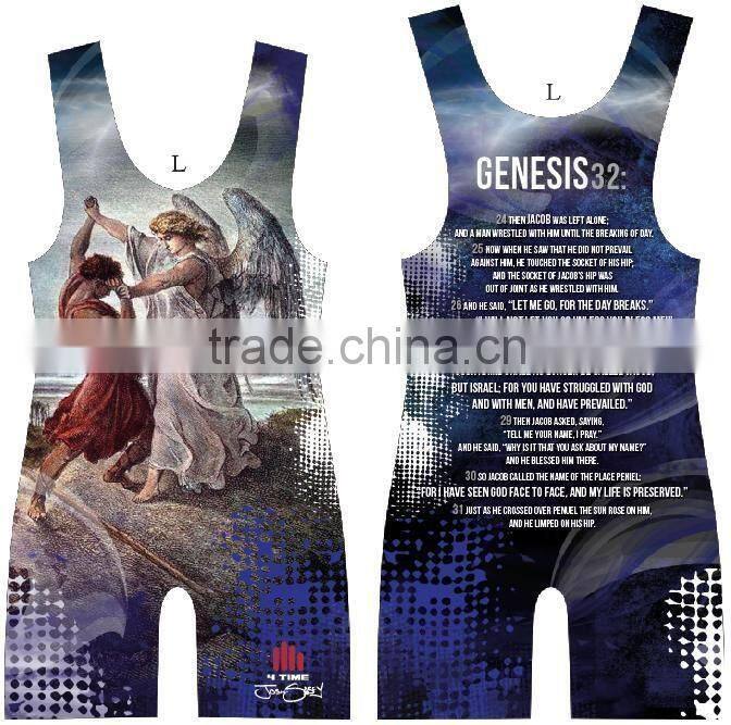 High quality lycra wrestling singlet suit uniform custom design Athletic Apparel for Men