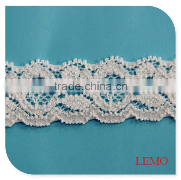 white elastic lace trim,tricot lace fabric, chemical lace