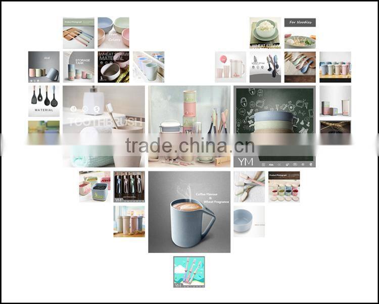 Wheat straw plastic travel tooth brush mug set 280ml+360ml