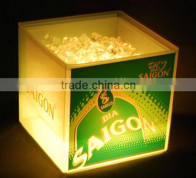 plastic battery light up LED ice bucket illuminated ice buckets