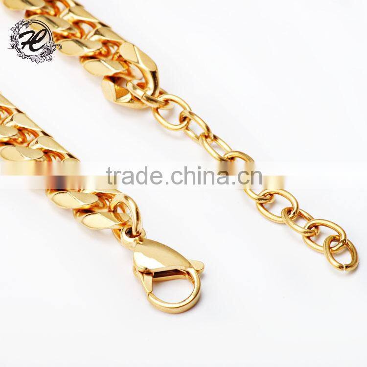 Wholesale Diamond cutting stainless steel 18k gold plated curb chain dubai gold jewelry set