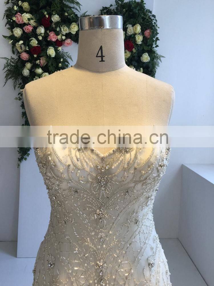 Guangzhou Factory Real Sample Latest Alibaba wedding dress 2016 lace appliqued