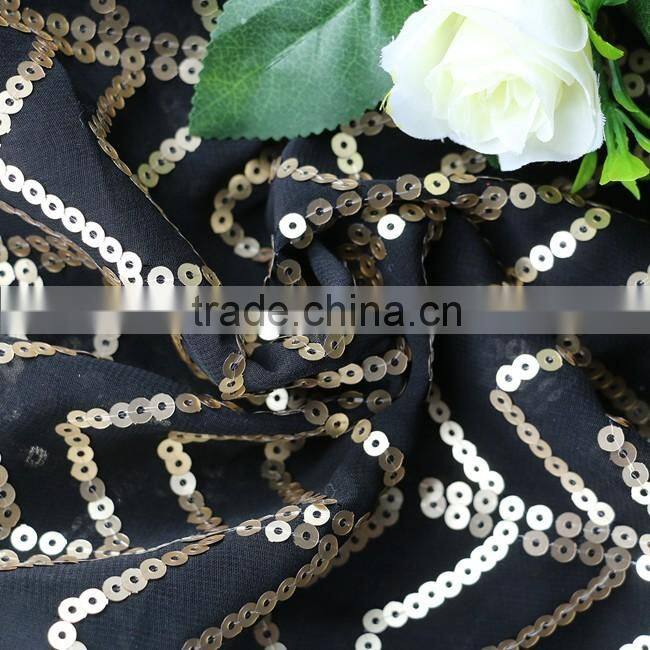 polyester chiffon fabric gold sequin fabric polyester chiffon