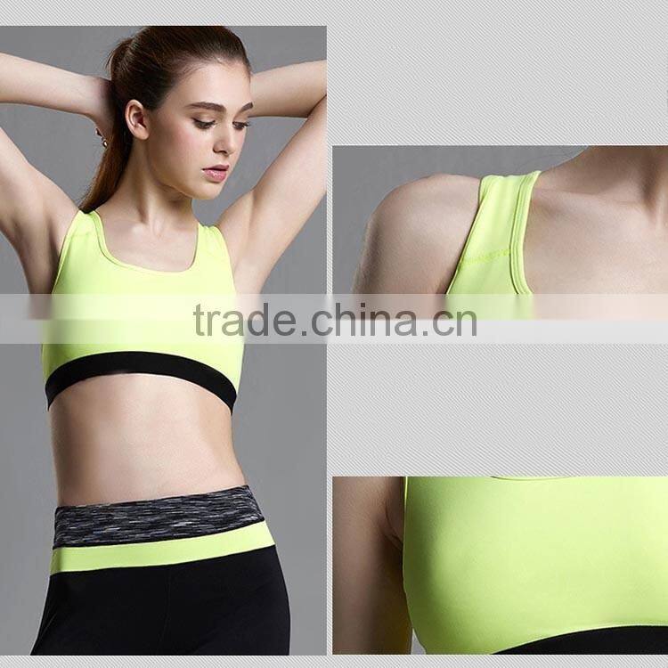 top quality fashionable active wear custom wholesale sport bra elastic band vest type sports running bra women