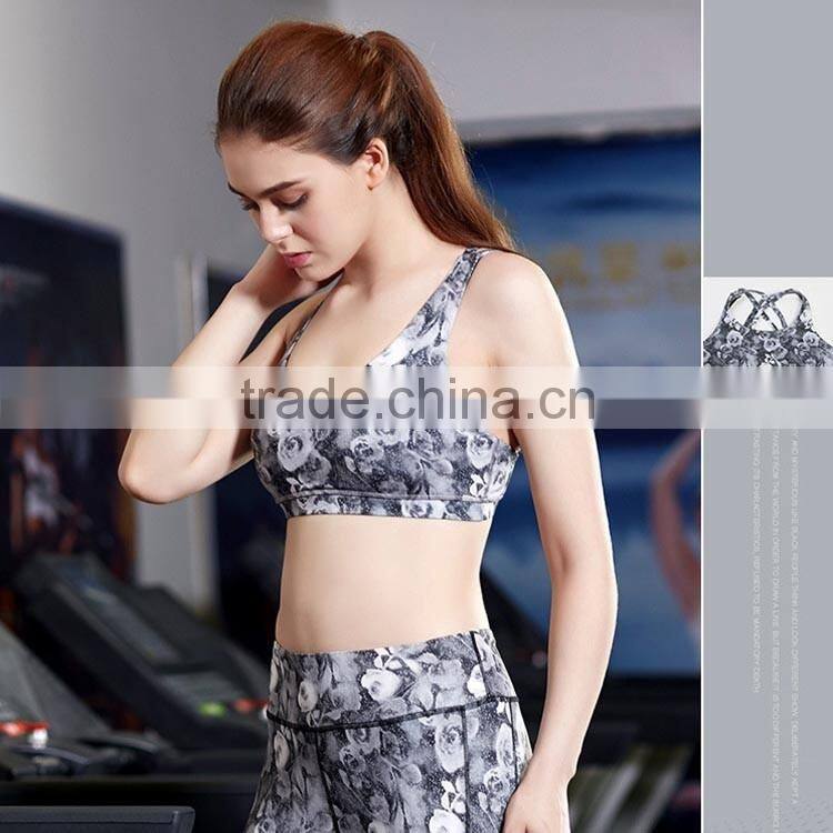 hot sex women's sport bra active wear custom sport bra pretty flower pattern bra sport girls