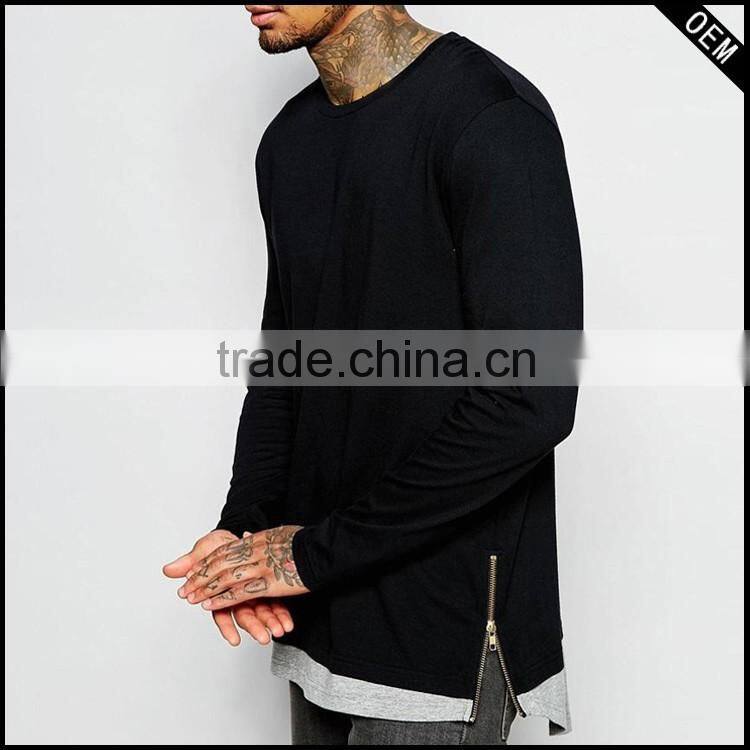 Longline Men Wholesale Blank Sweatshirts Crew Neck Long Sleeve New Design Custom Baseball Sweatshirt